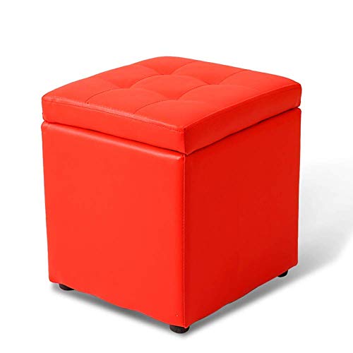 GeELky Cube Ottoman Aufbewahrungsbox Lounge Sitz Fußhocker,mit Scharnier Top Pouf Bank Untere Füße Wohnmöbel-rot 30x30x35cm(12x12x14inch) von GeELky