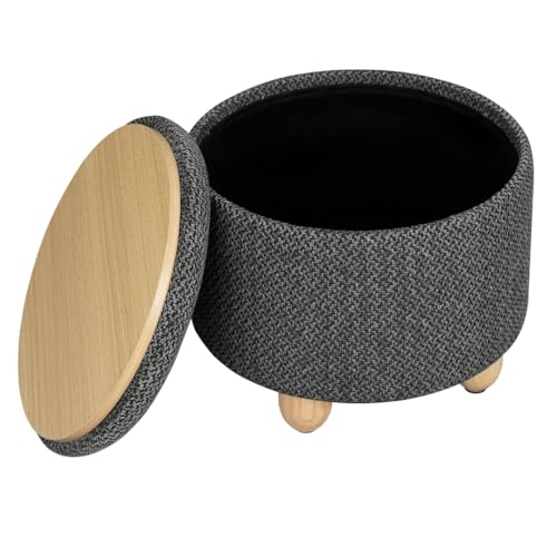 GeFSDOU Aufbewahrungs-Pouf, Polsterhocker mit Deckel, faltbar, mit Kiefernbeinen, platzsparend, für Wohnzimmer, Schlafzimmer, Zuhause von GeFSDOU