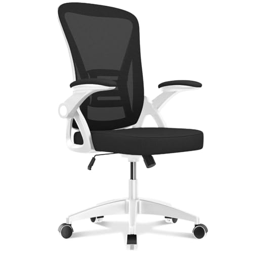 GeFSDOU Ergonomischer Bürostuhl mit 90° hochklappbarer Armlehne Lendenwirbelstütze Bürostuhl mit gepolstertem Sitzkissen Home Gaming Stühle von GeFSDOU