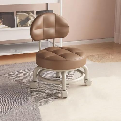GeFSDOU Exquisiter Sattelleder-Hocker, klein, beweglich und drehbar, mit Rückenlehne, für Wohnzimmer, Seilzug von GeFSDOU