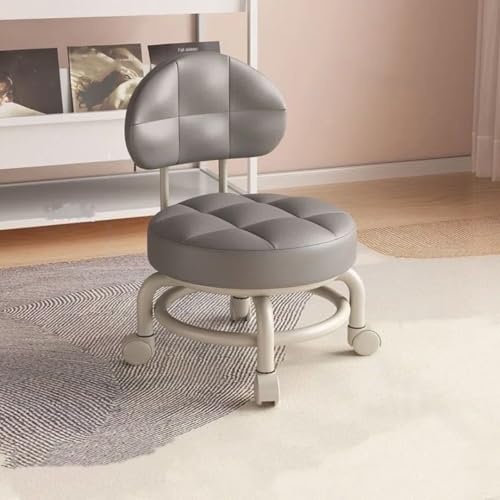 GeFSDOU Exquisiter Sattelleder-Hocker, klein, beweglich und drehbar, mit Rückenlehne, für Wohnzimmer, Seilzug GeFSDOU Exquisiter Sattelleder-Hocker, klein, beweglich und drehbar, mit Rückenlehne, für Wohnzimmer, Seilzug von GeFSDOU