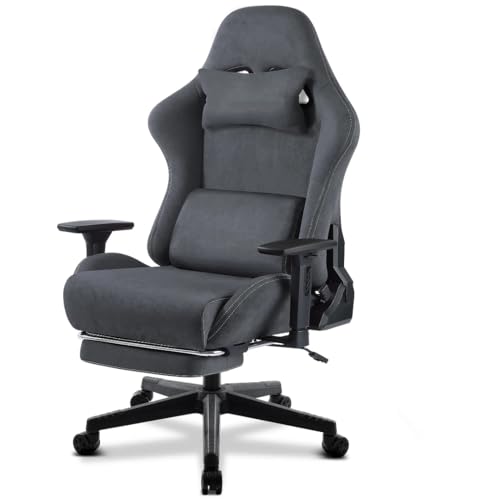 GeFSDOU Gaming-Stuhl, luxuriöser atmungsaktiver Bürostuhl, Wildlederimitat, Gamer-Stuhl, ergonomischer Gamer-Stuhl mit Fußstütze, Kopfstütze, Lendenwirbelsäule von GeFSDOU