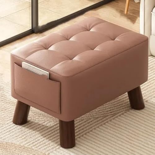 GeFSDOU Leichter Luxus-Hocker aus Leder, für Zuhause, Wohnzimmer, kleiner Sitz, Eingang, Schlafzimmer, weiche Tasche, Schuhwickelhocker, langer Sofa-Hocker von GeFSDOU