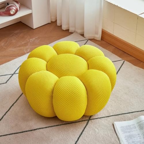 GeFSDOU Nordic Sofa Pedal Simple Round Stool Low Ottomans Living Room Sofa Footstool 3D Fabric Creative Leg Footstool Pumpkin Footstools von GeFSDOU