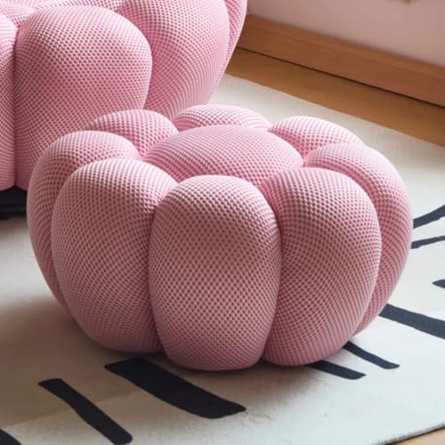 GeFSDOU Nordic Sofa Pedal Simple Round Stool Low Ottomans Living Room Sofa Footstool 3D Fabric Creative Leg Footstool Pumpkin Footstools von GeFSDOU