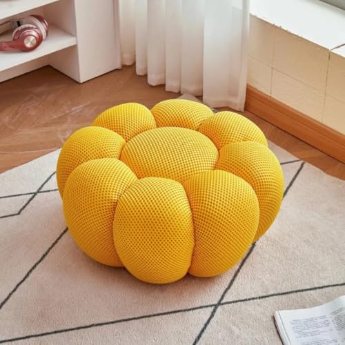 GeFSDOU Nordic Sofa Pedal Simple Round Stool Low Ottomans Living Room Sofa Footstool 3D Fabric Creative Leg Footstool Pumpkin Footstools von GeFSDOU
