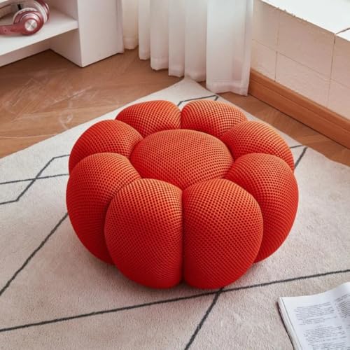 GeFSDOU Nordic Sofa Pedal Simple Round Stool Low Ottomans Living Room Sofa Footstool 3D Fabric Creative Leg Footstool Pumpkin Footstools von GeFSDOU