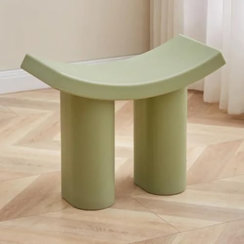 GeFSDOU Schuhwickelhocker aus Kunststoff, gebogene Bank für Wohnzimmer, Schlafzimmer, moderner kleiner Stuhl, Tritthocker von GeFSDOU