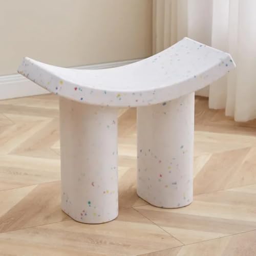 GeFSDOU Schuhwickelhocker aus Kunststoff, gebogene Sitzbank, Wohnzimmer, Schlafzimmer, moderner kleiner Stuhl, Tritthocker von GeFSDOU