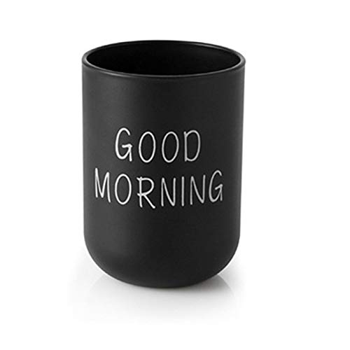 GeKLok Housewares Zahnputzbecher, Zahnbürstenhalter, Zahnputzbecher, Good Morning Cup Zahnbürstenbecher für normale Zahnbürsten, 330 ml, leicht, für Zuhause und unterwegs, Schwarz von GeKLok