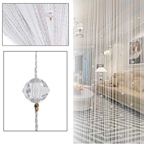 GeKLok Perlenvorhänge, Kristallperlen-Fransenvorhang, Faden-Quaste, Paneel-Trennwand für Zuhause, Wohnzimmer, Schlafzimmer, Dekoration, 1 x 2 m, Weiß von GeKLok