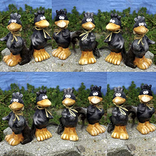 GeKi Trend 12er Set Keramik Rabe mit Federn Dekofigur Garten-Deko Balkon Tischdeko 10 cm von GeKi - Trend GmbH