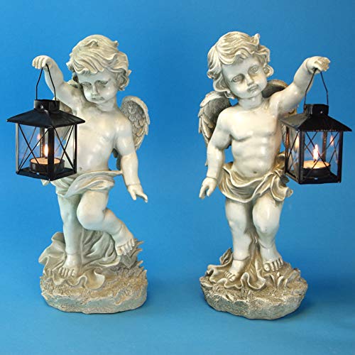 GeKi Trend 2er Set Engel Figuren mit Laterne Dekofigur Putte frostfest Gartendeko antik weiß Grabschmuck Grabengel wetterfest 38 cm groß GeKi Trend 2er Set Engel Figuren mit Laterne Dekofigur Putte frostfest Gartendeko antik weiß Grabschmuck Grabengel wetterfest 38 cm groß von GeKi - Trend GmbH