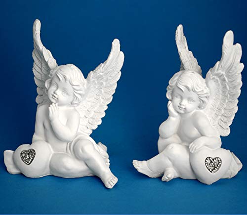 GeKi Trend 2er Set Engel mit Herz Schriftzug Love Figuren 16 cm groß Dekofigur Schnee weiß GeKi Trend 2er Set Engel mit Herz Schriftzug Love Figuren 16 cm groß Dekofigur Schnee weiß von GeKi Trend GmbH