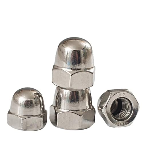Kuppelmuttern, 1/5 Stück Pitch-Gewinde Eichelkappenmutter M8 M10 M12 M14 M16 M20 304 Edelstahl Feinzahn Dekorative Kuppelkappenmuttern Handmutter(M12x1.0(2Pcs))(M8x1.0(5Pcs)) von GeOinQL