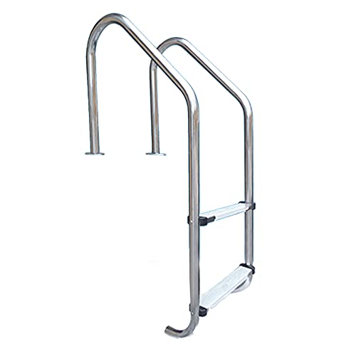 Pool Handlauf, 2-stufige Edelstahltreppe for Einbauschwimmbecken mit rutschfester Trittfläche, von GeOinQL