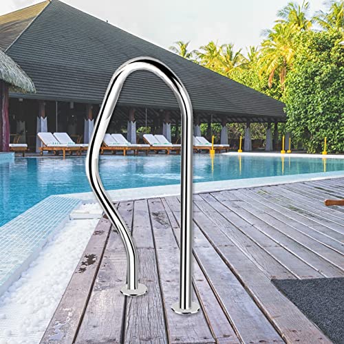 Pool Handlauf, Sicherheitshandlauf for Schwimmbadhandläufe, Treppenstufengeländer-Set aus Edelstahl for eingelassene Schwimmbecken, einfach zu montierende Haltegriffe for das Wasser, Silber Pool Handlauf, Sicherheitshandlauf for Schwimmbadhandläufe, Treppenstufengeländer-Set aus Edelstahl for eingelassene Schwimmbecken, einfach zu montierende Haltegriffe for das Wasser, Silber von GeOinQL