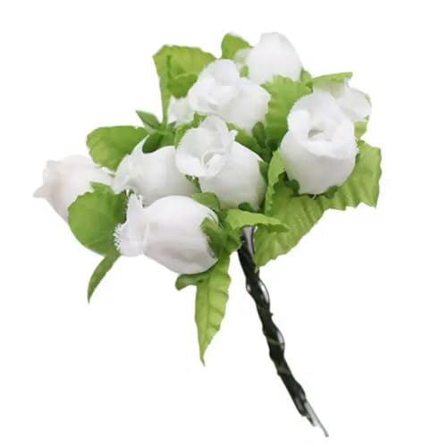 1 Blumenstrauß, künstliche Blume, 12 Rosenköpfe, zum Basteln, für Zuhause, Party, Hochzeit, Dekoration, Weiß/Grün von GeRRiT