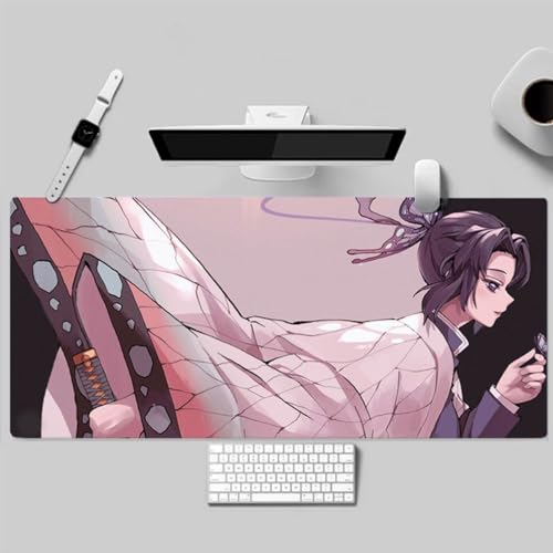 Anime Mauspad, wasserdicht, professionell, XXL, PC-Schreibtischunterlage, Tastatur- und Mauszubehör, verlängerte rutschfeste Gummiunterseite, Mauspad (Kochou Shinobu 1, 900 x 400 x 3 mm) von GeRRiT