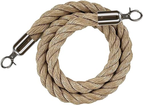 GeRRiT Absperrseil, Naturhanf-Schutzseile, Massenkontrollseile, Hängeseile mit silbernen Haken, dick gedreht, für Restaurants/Lagerhäuser/Fabriken GeRRiT Absperrseil, Naturhanf-Schutzseile, Massenkontrollseile, Hängeseile mit silbernen Haken, dick gedreht, für Restaurants/Lagerhäuser/Fabriken von GeRRiT