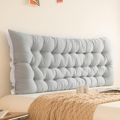 GeRRiT Großes Kopfteilkissen, Bett-Rückenlehne, langes Stützkissen zum Lesen, Doppelbett, Queen-Size-Bett, Lendenkissen, Keilkissen zum Sitzen im Bett, Hellgrau, 200 cm von GeRRiT