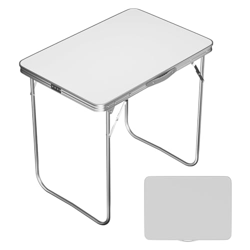 GeRRiT Klappbarer Esstisch aus Aluminiumlegierung, tragbarer Mehrzweck-Tisch für Camping, Party und Picknick, leicht, klein, zusammenklappbarer Bocktisch mit Tragegriff von GeRRiT