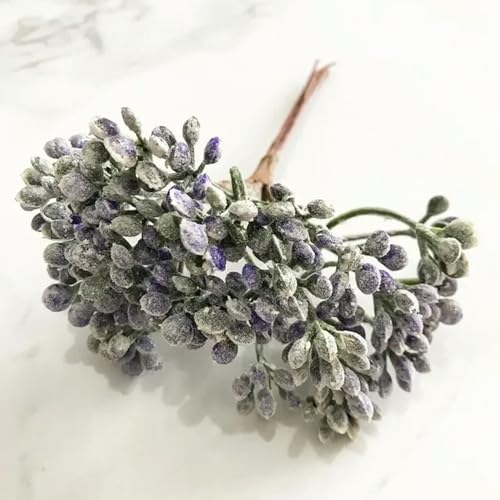 GeRRiT Mix Lila Blume Kirsche Staubblätter Beeren Bundle DIY Weihnachten Hochzeit Kuchen Geschenkbox Kränze Dekor - 6 Stück Länge 13 cm von GeRRiT