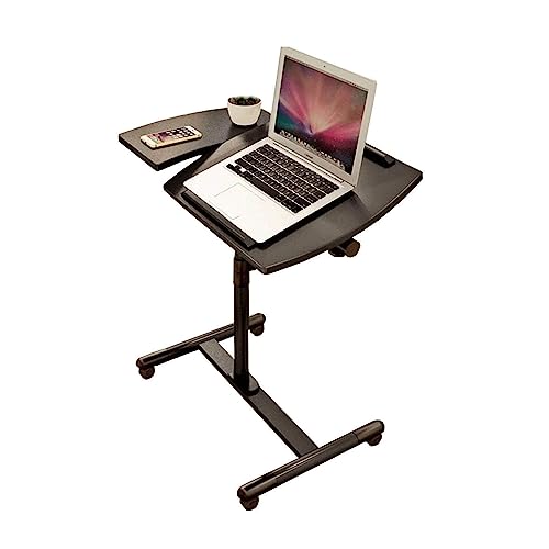GeRRiT Nachttisch mit neigbarer Oberseite, Verstellbarer Nachttisch mit 4 Rollen, Laptop-Schreibtisch, mobiler Stehschreibtisch mit Stahlrahmen von GeRRiT