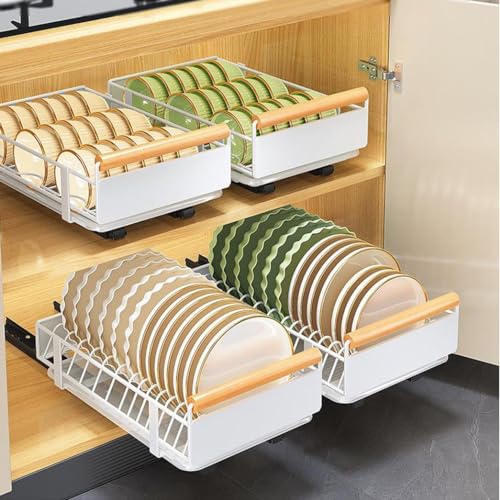 GeRRiT Teleskopschublade Ausziehbare Schublade Küche Pull Slide Out Drawer mit Griff Schrank Schubladen Küchenschrank Organizer Ziehscheibenhalter﻿,Dish Rack von GeRRiT