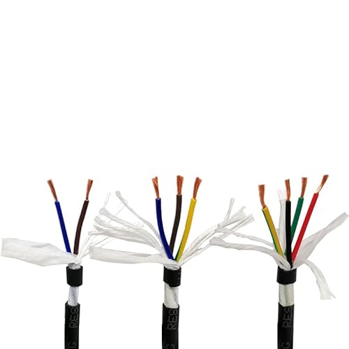 TRVV hitzebeständiges Kabel 20/18AWG 2/3/4/5/6/7/8 Kerne Steuersignal Kupferdraht Schleppkette flexibles Kabel PVC schwarz (Größe: 2 Kerne 1 Meter, Farbe: 20 AWG 0,5 mm) von GeRRiT