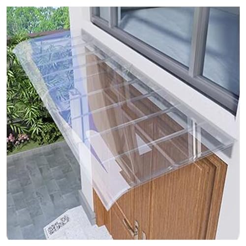 Vordach für Haustür, Fenstermarkise, Polycarbonat-Vollblech für den Außenbereich, UV-Schutz, Schalldämmung, Türmarkise, Veranda-Markise, transparenter Regenschutz (Farbe: transparent, Größe: von GeRRiT