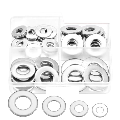 GeRnie #10 1/4" 5/16" 3/8" Edelstahl-Unterlegscheiben-Sortiment - Metall-Unterlegscheiben for Schraubenbolzen - 50 Stück 4 Größen Unterlegscheiben for Zuhause GeRnie #10 1/4" 5/16" 3/8" Edelstahl-Unterlegscheiben-Sortiment - Metall-Unterlegscheiben for Schraubenbolzen - 50 Stück 4 Größen Unterlegscheiben for Zuhause von GeRnie