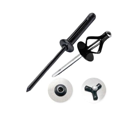 GeRnie 30/50 stücke Schwarz Klapp Blind Niet Aluminium Legierung Stoßstange Niet Falten Typ Remachadora 리벳 4,0mm 4,8mm 6,0mm Weichen Kunststoff Material(4.8x25mm 30PCS) von GeRnie