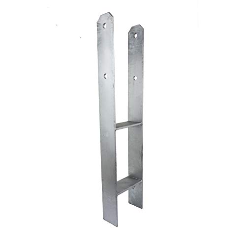 GeZu Impex® H-Anker 81 x 600 x 6 mm Pfostenträger Pfostenschuh H-Form extra Stabil Pfostenanker von GeZu Impex