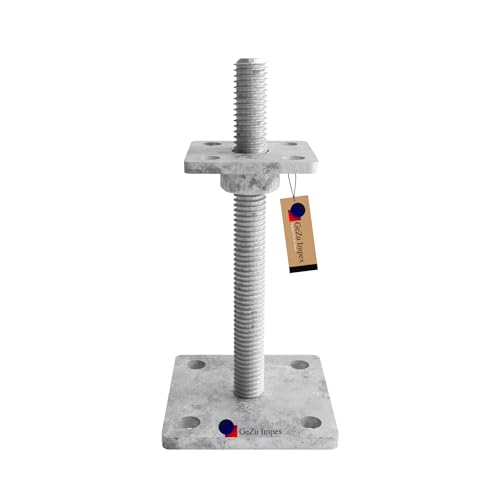 GeZu Impex® Pfostenträger Alfred höhenverstellbar M20 x 200 mm, 70 x 70 mm Stützenfuß Pfostenschuh von GeZu Impex