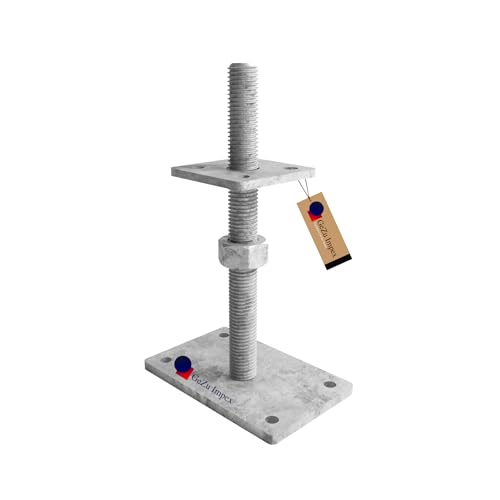GeZu Impex® Pfostenträger Ulrich Zinklamellenbeschichtet verstellbar M30 x 250 mm, 100 x 100 mm von GeZu Impex