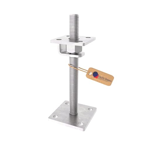 Pfostenträger Hans Zinklamellenbeschichtet verstellbar M24 x 150 mm, 80 x 80 mm von GeZu Impex