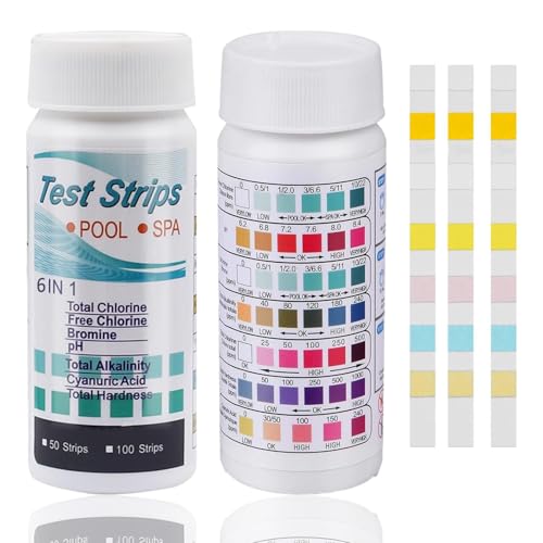 150Pcs Pool Teststreifen 6 IN 1 PH Teststreifen Pool Wasser Teststreifen Pool Tester Chlor Teststreifen für Pool Messstreifen Gesamthärte,Freiem Chlor,Brom,Gesamtchlor,Alkalität und PH-Wert 150Pcs Pool Teststreifen 6 IN 1 PH Teststreifen Pool Wasser Teststreifen Pool Tester Chlor Teststreifen für Pool Messstreifen Gesamthärte,Freiem Chlor,Brom,Gesamtchlor,Alkalität und PH-Wert von Geaanen