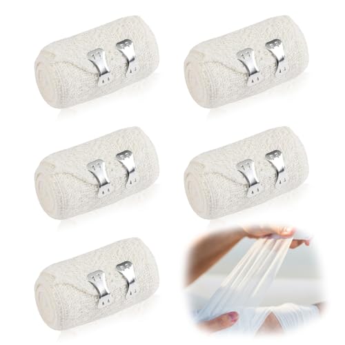 Geaanen 5 Pcs Elastische Bandage Elastische Binde Elastischer Verband Elastische Binden Elastic Bandage Kurzzugbinden Kompressionsbinden für Beine Elastische Binden Verband Dauerelastische Binde von Geaanen