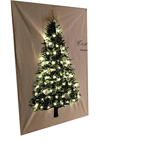 Geagodelia Weihnachten Wandteppich Weihnachtsbaum Tapestry Kamin für Wohnzimmer Wandtuch Wald (150cm*75cm, Weiß) von Geagodelia