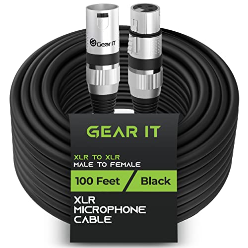 GearIT XLR-Mikrofonkabel (30 m, 1 Packung) XLR-Stecker auf Buchse, Mikrofonkabel, 3-polig, symmetrisches, geschirmtes XLR-Kabel für Mikrofonmischer, Aufnahmestudio, Podcast – Schwarz, 30 m, 1 Packung von GearIT