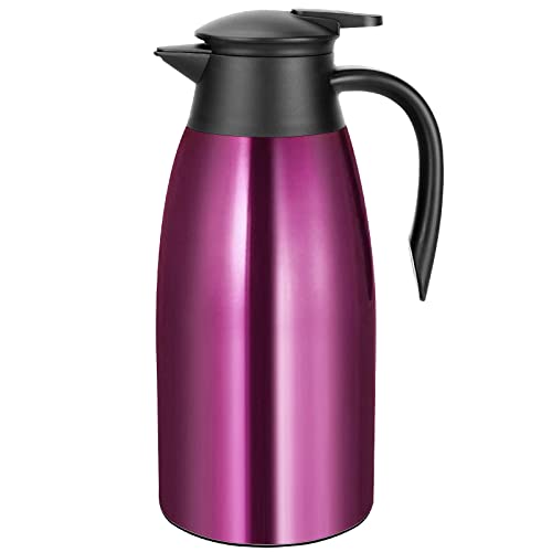 1,9 l Kaffeekaraffe Airpot isolierte Kaffee-Thermoskanne Urne Edelstahl Vakuum-Thermokanne für Kaffee, heißes Wasser, Tee, Heißgetränk – hält 12 Stunden heiß, 24 Stunden kalt, lila von GearRoot