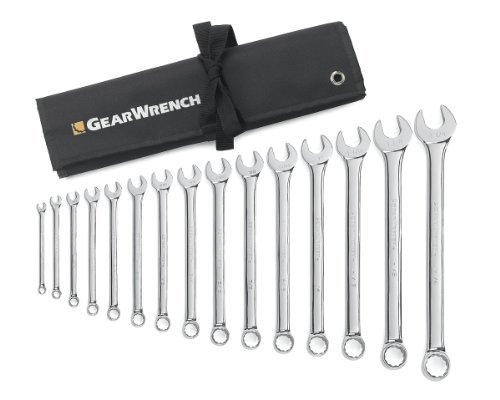 GearWrench 15-teiliges Ringmaulschlüssel-Set mit Werkzeugrolle SAE – 81918 von GearWrench