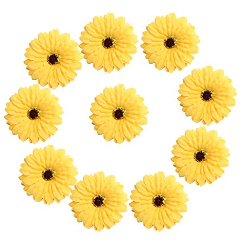 10 Stück künstliche Gerbera-Gänseblümchen-Köpfe zum Selbermachen, Gelb 10 Stück künstliche Gerbera-Gänseblümchen-Köpfe zum Selbermachen, Gelb von Geardeangloow