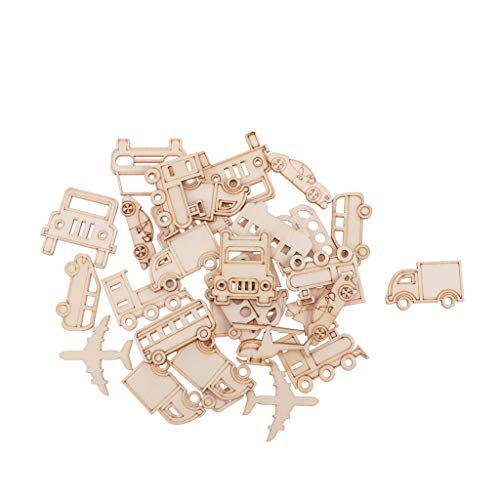 60 x Holz-Formen für Auto, Zug, Flugzeug, Scrapbooking, Verzierungen, Basteln, Dekorationen von Geardeangloow