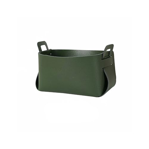 Aufbewahrungskorb, Leder, Schreibtisch-Organizer mit Griff, dekorativer Halter, Kommode, Behälter, Box, abnehmbar, Kosmetik, Grün, L von Geardeangloow