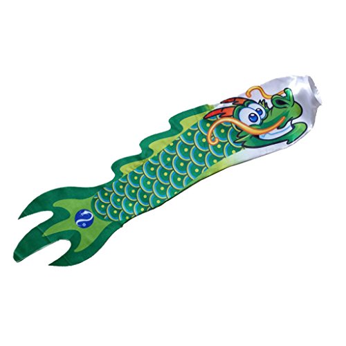 Geardeangloow Kreative Drachenflagge, Outdoor-Windsack, Karpfen, Luftschlangen, hängende Dekoration, Grün Geardeangloow Kreative Drachenflagge, Outdoor-Windsack, Karpfen, Luftschlangen, hängende Dekoration, Grün von Geardeangloow
