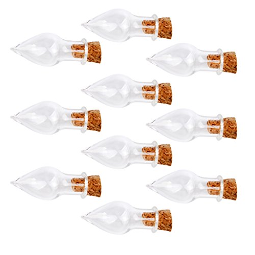 Geardeangloow Mini Glas Kork Flasche Tear Drops Gläser Vials Wunschflasche 10 Stück Transparent Tear Drop von Geardeangloow