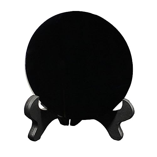 Geardeangloow Schwarzer Obsidianscheibe Obsidian Scrying Spiegel für Meditation Home Office Decor Durchmesser 20cm von Geardeangloow