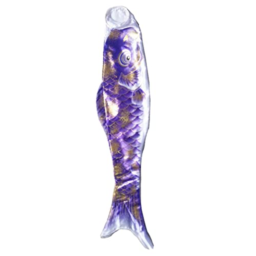 Japanischer Windsack Karpfen Flagge Garten Koi Nobori Segelfisch 70cm Gold Lila von Geardeangloow